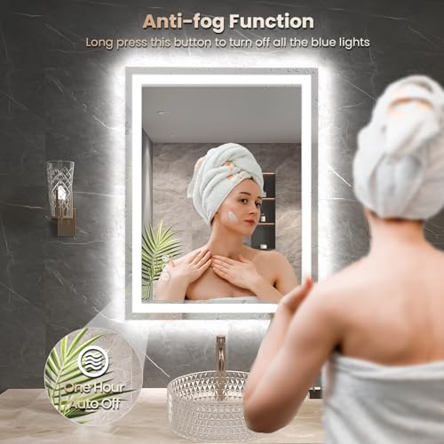Snowdool 24"X36" LED Bathroom Mirror with Front Lights and Backlit, Anti-Fog, Dimmable, Shatter-Proof Tempered Glass, Lighted Bathroom Vanity Mirror for Wall with 3 Colors, Memory Function by Snowdool - Image 5