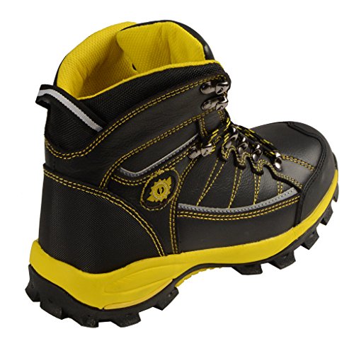 Image of Bazalt MBM9122 Men's Lace-Up Black with Yellow Water and Frost Proof Leather Outdoor Boots, 7