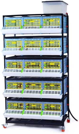 Small Grow Out Pens: 5 Layer Stackable Tier Design, 9.5 Inch Headspace, Pheasants, Partridge, Quail Grow Out Pens, Power-Washable, Durable, Automatic Drinkers, ABS Plastic - by Cimuka Hatching Time