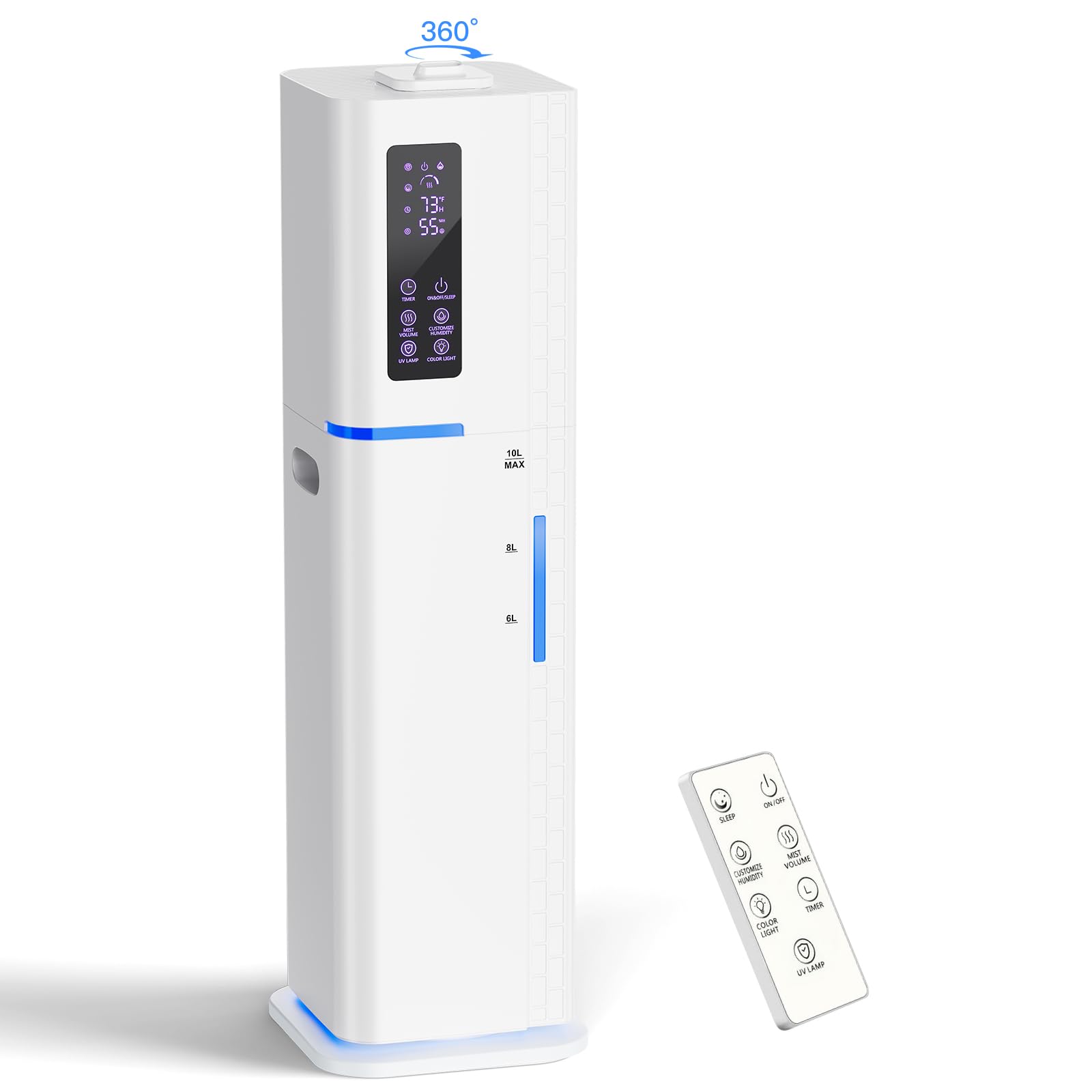 10L 2 64Gal Humidifiers for Bedroom Top Fill Quiet Ultrasonic Cool Mist Humidifier Large Room Covers 550ft 60H
