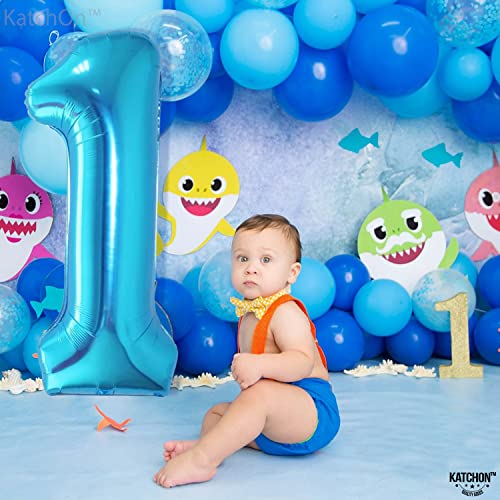 Image of KatchOn Blue Number 1 Balloon for 1st Birthday Decorations - 40 Inch