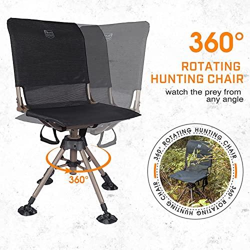 Tr Hunting Chair 360 Degree Silent Swivel Folding Chair For Blinds, 2 Legs Adjustable Height Comfortable Stable Hunting Seats, Portable Ground Hunting Chair, 400Lbs #TOP5