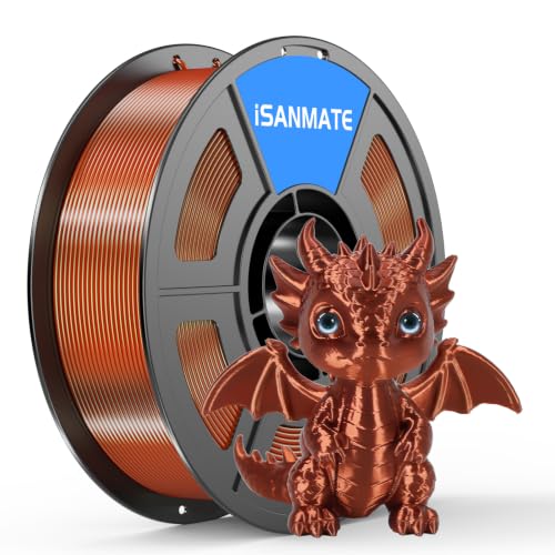 iSANMATE Silk Copper PLA Filament 1.75mm, Copper Filament Compatible with Bambu Lab 3D Printers & AMS, Upgraded Toughness & Clog-Free, Metallic Silk Shine, 1kg