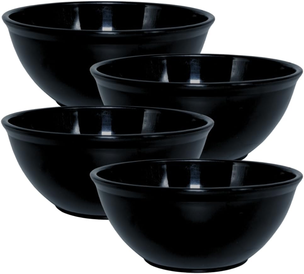 Sunaira Sigma-1 Food Grade Plastic Multipurpose Mixing Bowls,Salad,Soup,Microwave Safe,Unbreakable,Stackable,Lightweight,Durable for Kitchen,Serving,Cooking,Storage|Set of 4 | Black