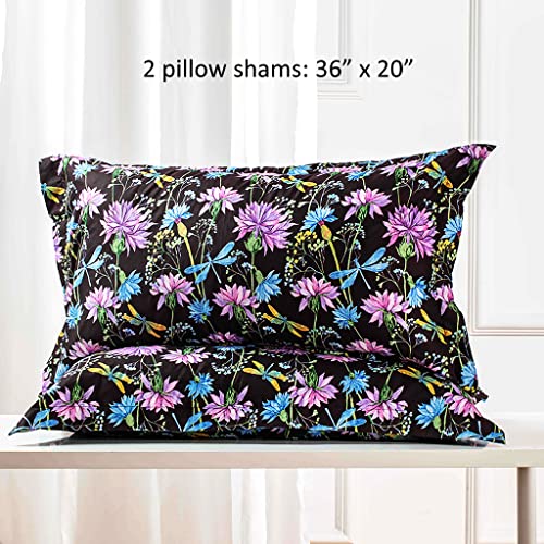 Nexhome Floral Duvet Cover Set Black King, Microfiber Vintage Style Cornflower Bedding Cover Set With Zipper Closure And Corner Ties (1 Duvet Cover 104X90 Inches And 2 Pillow Shams) (90321) #TOP2