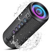 Portable Bluetooth Speaker, 2026 Bluetooth 5.4 Wireless Speaker with 20W HD Loud Stereo Sound, TWS Pairing, 20H playtime, RGB Lights, IP7, Built-in Mic, for Outdoor, Home, Beach, Party, Gift, Black
