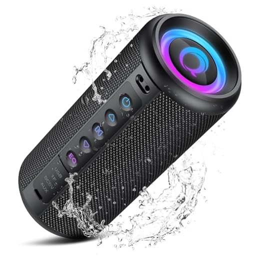 Portable Bluetooth Speaker, 2026 Bluetooth 5.4 Wireless Speaker with 20W HD Loud Stereo Sound, TWS Pairing, 20H playtime, RGB Lights, IP7, Built-in Mic, for Outdoor, Home, Beach, Party, Gift, Black