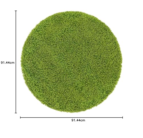 Image of CD Carpet Anti Slip Shaggy Fluffy Fur Rugs and Carpet for Living Room Bedroom Kids Room Plain Circle Carpets for Home with 2 Inch Thickness (Color Green /Plain Size 3x3 Feet Round)