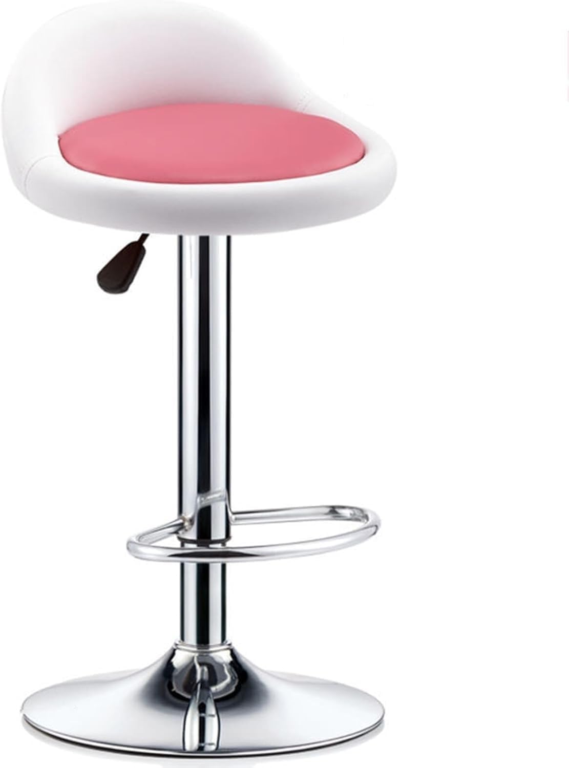 Heavy Duty Bar Stool with Backrest and Footrest, Swivel Leather Adjustable Bar Chair for Lab, Office,(Pink)