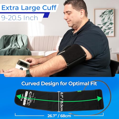 Extra Large Cuff Compatible with All Automatic Blood Pressure Monitors, Curved Fit, 9\"-20.5\" Inches (22-52CM), XL Replacement Cuff for Big Arms with 6 Connectors