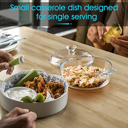 Nutriups Glass Casserole Dish With Lid Oven Safe Covered Round Casserole Dish With Handles, Glass Microwave Bowls With Glass Lid Casserole Cookware (0.8L) #TOP4