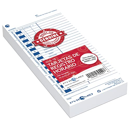 Pyramid Time Systems, Spanish Time Cards For 3500, 3600Ss & 3700 Clocks, 100 Pack (35100-10S) #TOP8