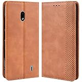 HualuBro Handyhülle für Nokia 2.2 Hülle, Retro Leder Brieftasche Tasche Schutzhülle Handytasche LederHülle Flip Hülle Cover für Nokia 2.2 2019 - Braun