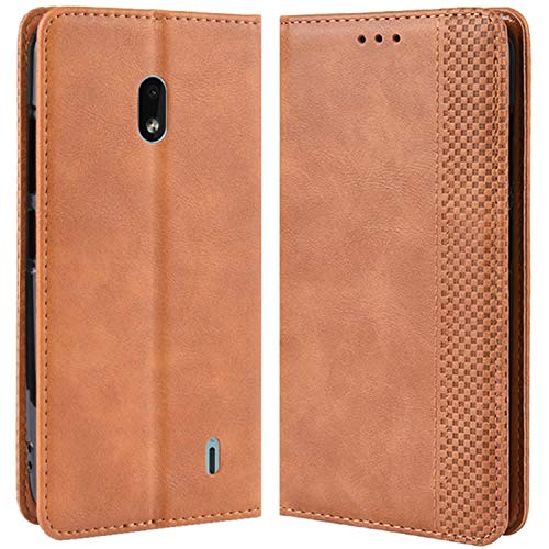 HualuBro Handyhülle für Nokia 2.2 Hülle, Retro Leder Brieftasche Tasche Schutzhülle Handytasche LederHülle Flip Hülle Cover für Nokia 2.2 2019 - Braun