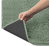 KANGAROO Luxury Chenille Bath Rug, Extra Soft and Absorbent Shaggy Bathroom Rugs, Machine Wash Mat, Strong Underside, Plush Carpet Mats for Kids Tub, Shower, Bathtub and Bath Room, 24x17, Sage