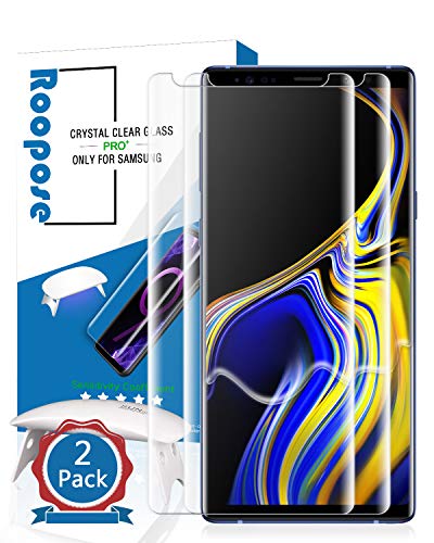Roopose Galaxy Note 9 Screen Protector Tempered Glass,3D Curved Full Coverage Liquid Dispersion Tech Repair Function Easy Install Kit for Samsung Galaxy Note 9 (2018) -2 Pack