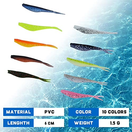 100Pcs Soft Fishing Lures For Bass, Soft Paddle Tail Fishing Swimbaits Lures, Fishing Baits Kit With Box For Fishing Trout Redfish Freshwater Saltwater (Colorful Bass Bait - 100Pcs) #TOP3