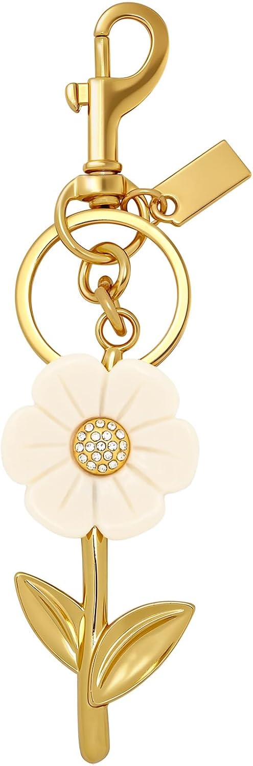Snycler Daisy Keychain Gold Bag Charm for Purse Handbag Backpack Elegant Key Ring for Women
