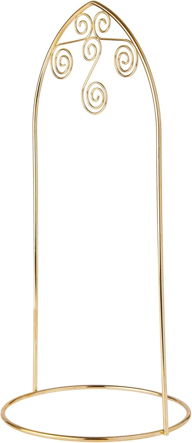 Bard's Arched Gold-toned Ornament Stand, Medium Scroll, 13" H x 6" W x 6" D