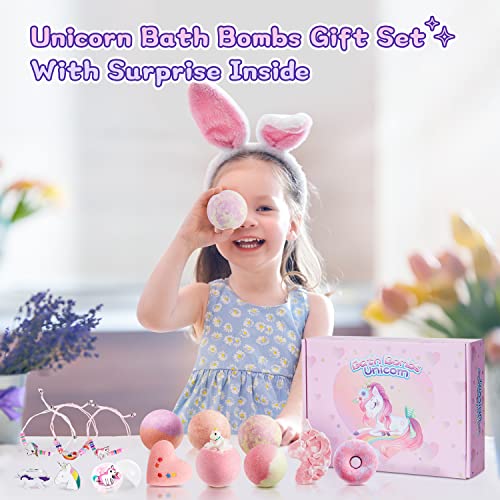 Unicorn Bath Bombs For Kids With Surprise Inside,9 Pcs Organic Kids Bath Bombs With Surprise Inside Bath Bombs For Girls,Natural Toddler Bath Bombs Bathbombs, Handmade Bath Bomb Kit, Kid Bath Bombs #TOP4