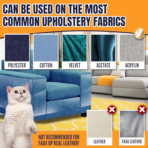 Anti Cat Scratch Furniture Protector-12 Pack Single Side Couch Protector for Cats, Clear Cat Scratch Deterrent for Door Walls