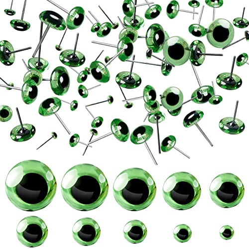 TOAOB 100pcs Green Glass Eyes Kits 3mm to 12mm Assorted