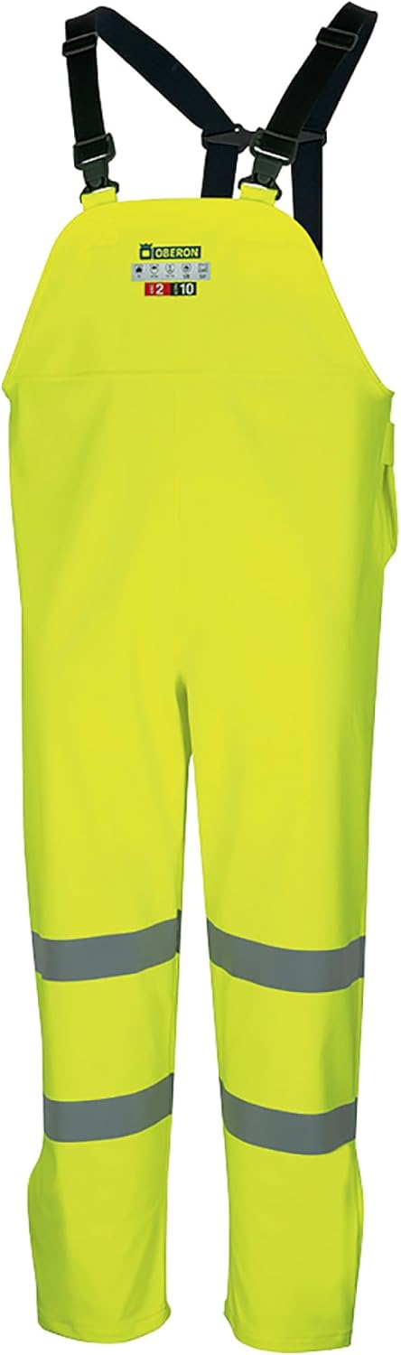 Oberon Hi Vis FR/Arc-Rated Rain Pants - Flame Resistant Waterproof Bib Pants - 10 cal/cm²