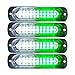 Primelux 4-Pack 4.4-Inch 10 LED Ultra Slim Strobe LED Lighthead External Emergency Grille Surface Mounting Lights(Green/White)