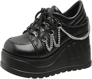 [cnstone] 厚底ブーツ 10cmヒール 編み上げ ブーツ レディース ショートブーツ ゴシック ロリィタ PUNK パンク 舞台 歩きやすい ハロウィン 男女兼用 コスプレ