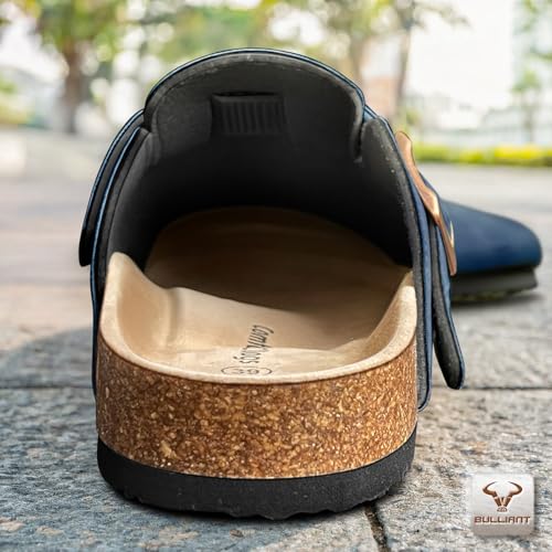 Image of BULLIANT Women Clogs-Fleece-Lined Suede Mules Slippers Nurse Shoes Unisex-Memory Foam Arch Support Cork-Footbed