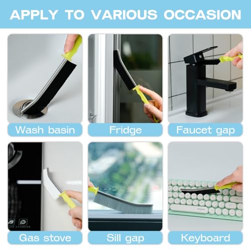 Image of Hard Bristle Crevice Cleaning Brush Multifunctional Corners Gap Cleaning Brush Crevice Cleaning for Household Use (3Pcs Black+3Pcs White)