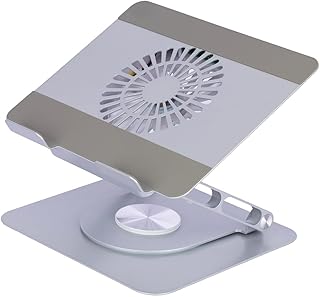 Aluminium Adjustable Laptop Stand with Cooling Fan & Rotating Base | Foldable Ergonomic Notebook Stand for 10–17 Inch Lapt... Price In India
