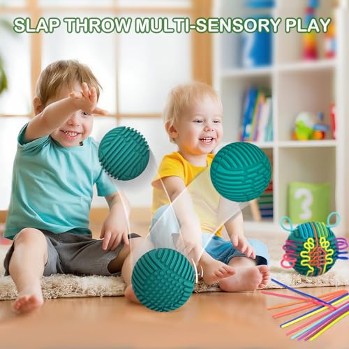 Alle Silikon Fidget Toys Sensorik Activity Ball Für Autismus ADHS, Sensory Spielzeug Board zur Anti Stress Anxiety, Reise Play Für Kinder Ab 3 Jahr & Erwachsene, Mit Reisetasche & 20 Schnüren(Grün)