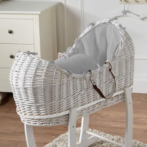 Grey Dimple Grey Wicker Pod Baby Deluxe Moses Basket
