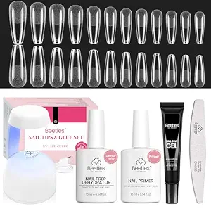 Beetles Gel Nail Kit Long Coffin with Dehydrator and Primer, 576 Pieces