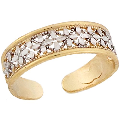 Jewelry Liquidation 10K Two Toned Real Gold Petite Cross Designer Ladies Toe Ring #TOP30