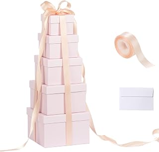 5 Pack Large Square Nesting Gift Boxes With Lids Pink