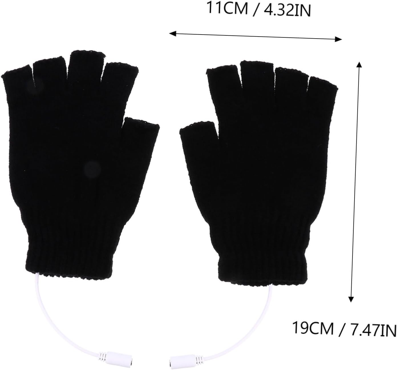 2 Pairs Half Finger USB Heated Gloves for Men, Woolen Material, Winter Hand Warming Gloves Suitable for Typing and Study, Indoor and Outdoor Use