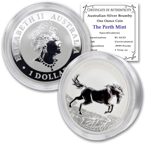 2021 P 1 oz Silver Australian Brumby Horse Brilliant Uncirculated (in Capsule) with a Certificate of Authenticity $1 Seller BU