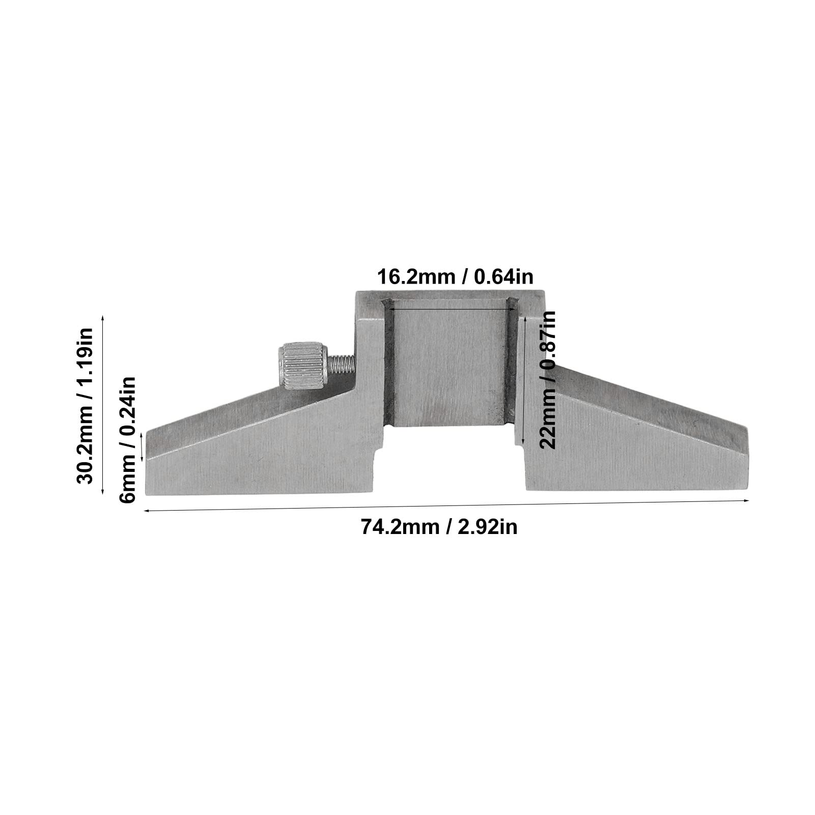 Depth Gauge Base, Stainless Steel and Carbon Steel Depth Base Attachment with Leather Storage Pouch, Screw Knob, Fits Standard Calipers up to 5/8in Wide, for Measuring