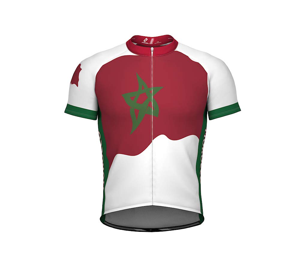 ScudoPro Morocco Emblem Full Zipper Bike Short Sleeve Cycling Jersey for Men