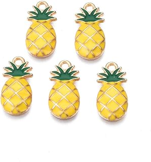 DanLingJewelry 100 pcs Enamel Pineapple Charms Tropical Fruit Pendants Charms Ananas Charms for Bracelet Necklace Jewelry Making