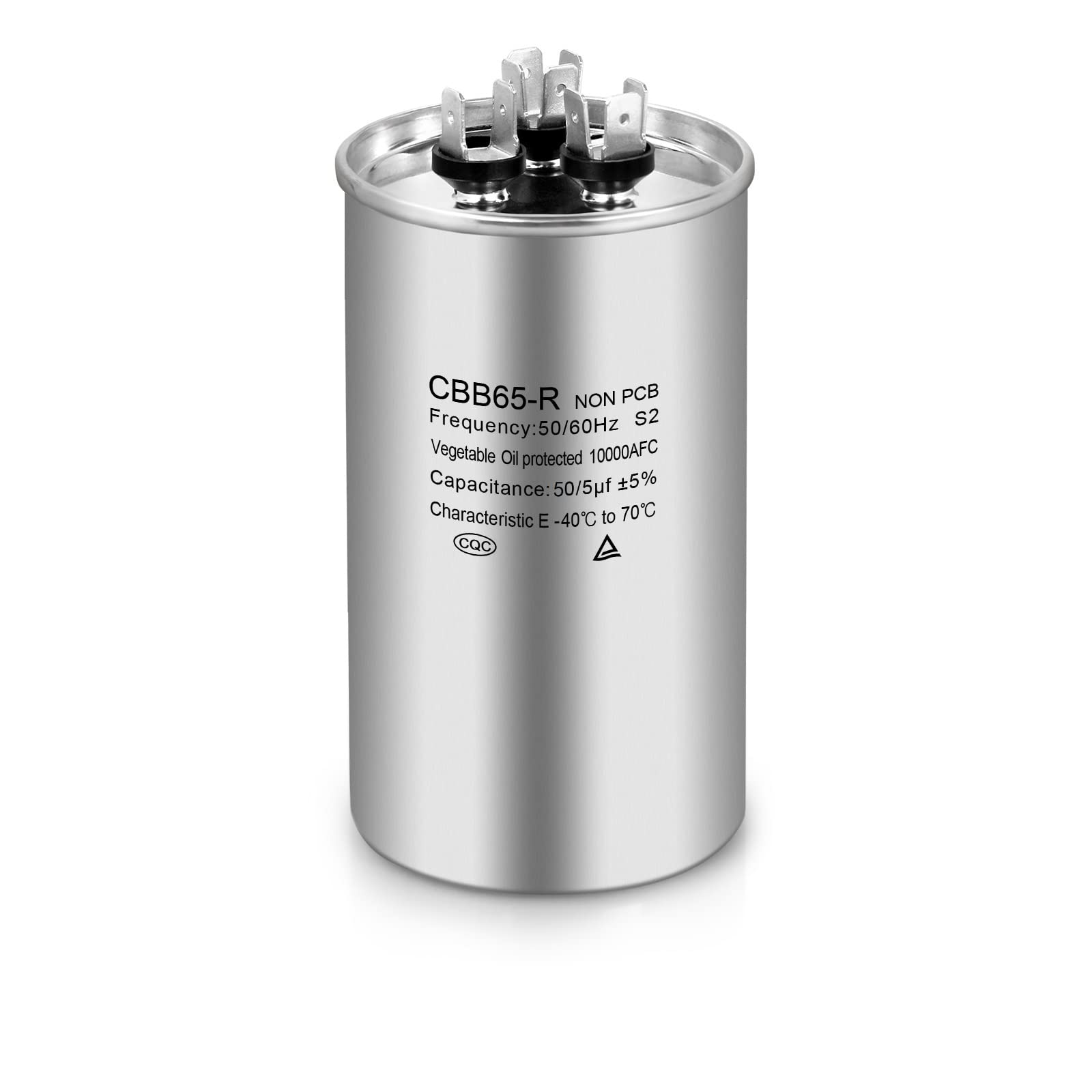 Boffdock 50/5 MFD Capacitor ±5% 50+5uF 370/440 VAC CBB65 Round Dual Run Capacitor for Air Conditioner,Heat Pump Condenser,Fan Start- 5 Years Warranty