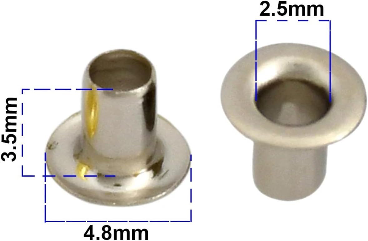 100sets Brass Eyelet No Washer 1.5mm/2mm/2.5mm Craft Repair Grommet Round Eye Ring Shoes Bag Clothing Belt Hat for PU Leather/Belt/Shoes/Crafts(2.5mm Black)