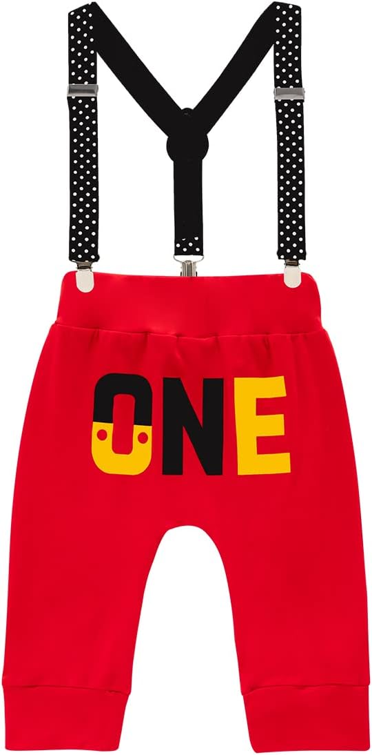LENSOUS Baby Boys First Birthday Cake Smash Outfits Bowtie One Year Old Romper Pants Set - Image 3