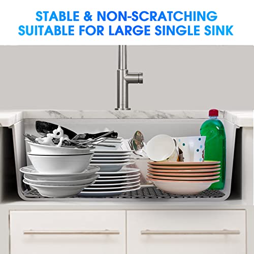 Mudocp Silicone Sink Protectors For Kitchen Sink 24.72"X12.8", Sink Mat For Bottom Of Stainless Steel Porcelain Sink With Center Drain, Non-Slip Heat Resistant Sink Grid Accessories (Grey) #TOP1
