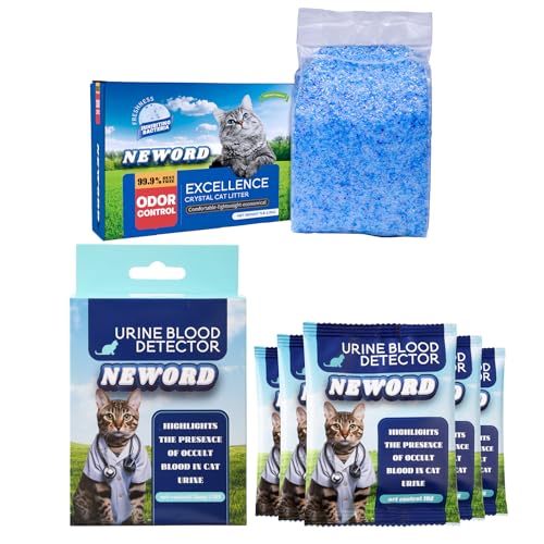NEWORD Crystals Cat Litter Lightly Scented 7 lbs Total and Health Monitor Hematuria Indicator Particles Works with All Cat Litters