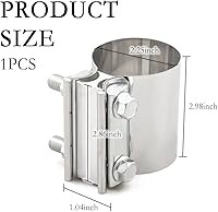 Vista 2 de 1 pieza Abrazadera para silenciador de acero inoxidable 304 resistente - Abrazadera de escape de 2.25 pulgadas