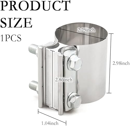 Miniatura 2 de 1 pieza Abrazadera para silenciador de acero inoxidable 304 resistente - Abrazadera de escape de 2.25 pulgadas