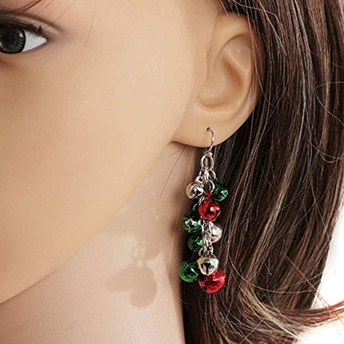 Christmas Jingle Bells Earrings, Feelfly 1 Pair Christmas Earring Cute Xmas Drop Earring Dangle Earring Chandelier Earring Eardrop Party Costume Jewelry Decor Birthday Gift for Women Girls